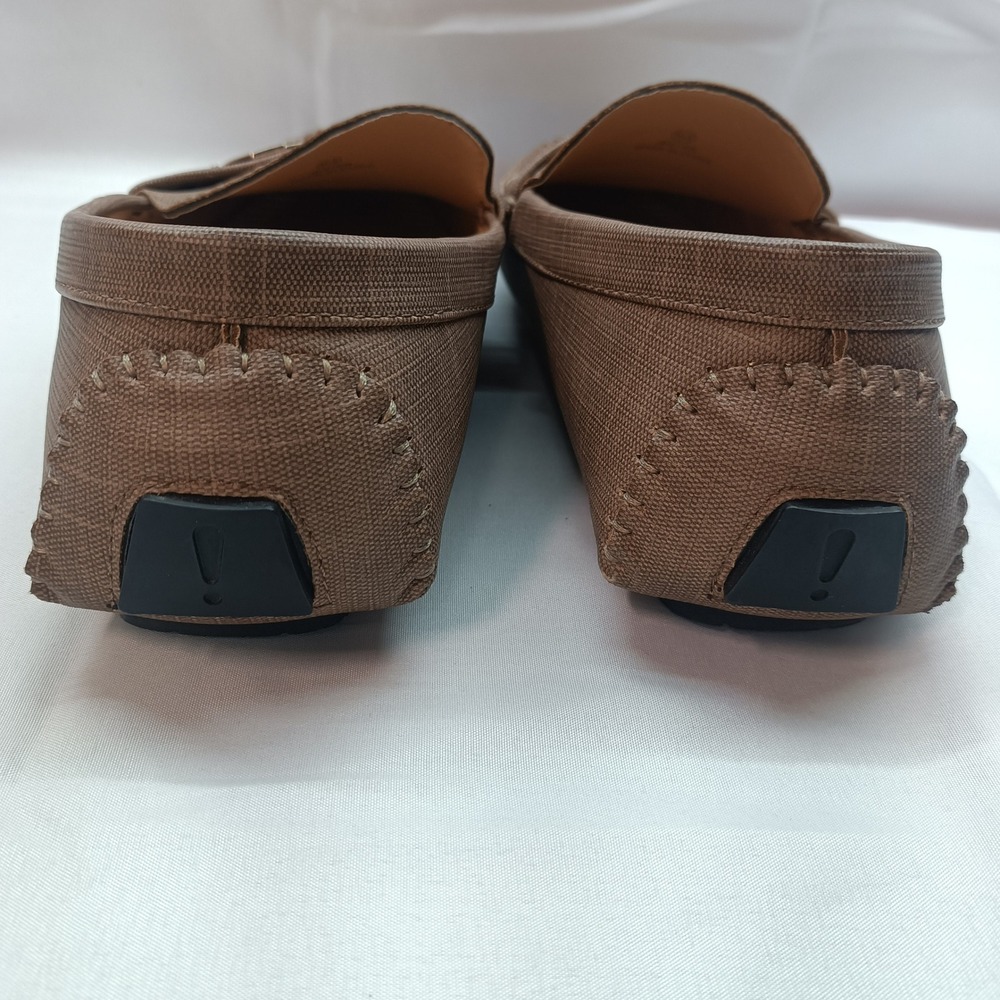 Tahari Jester Mens 10.5‎ Bit Loafers Tan Brown Fabric Driving Moccasins Casual - Picture 5 of 7